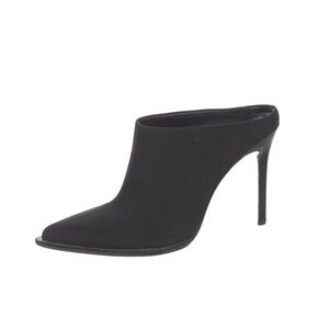 ALEXANDER WANG Crystal Embellishments Mules Black Satin Size 7